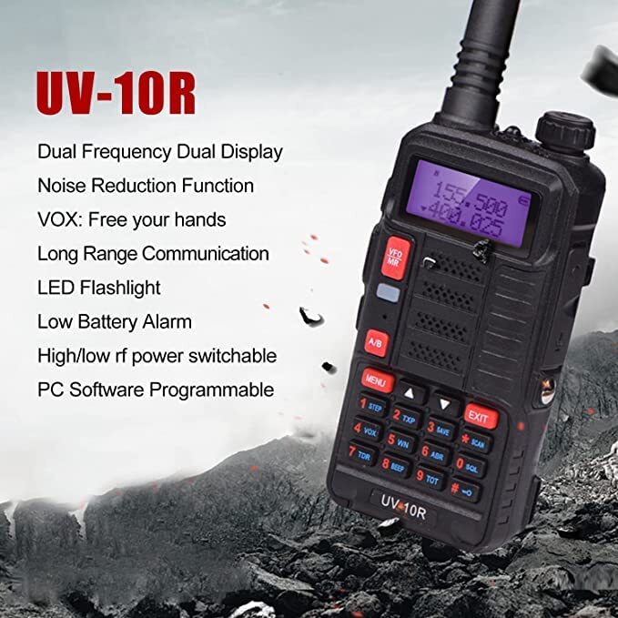 Aσύρματο Φορητό Dual Band Walkie Talkie VHF/UHF 10W Baofeng UV-10R με Μονόχρωμη Οθόνη